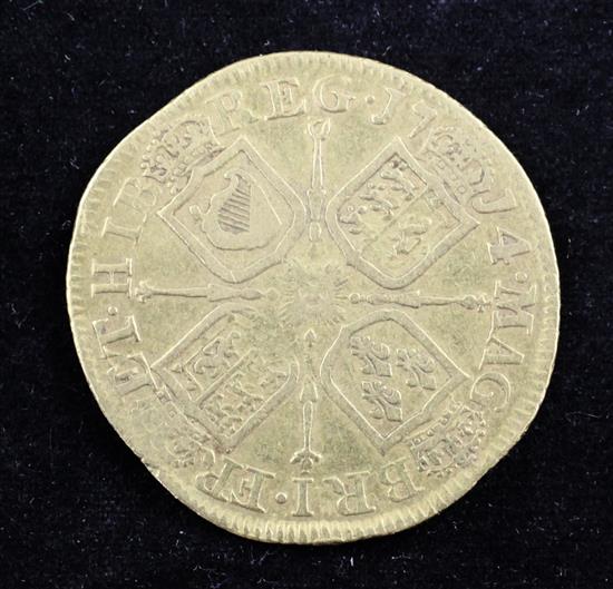 A Queen Anne gold guinea, 1714,